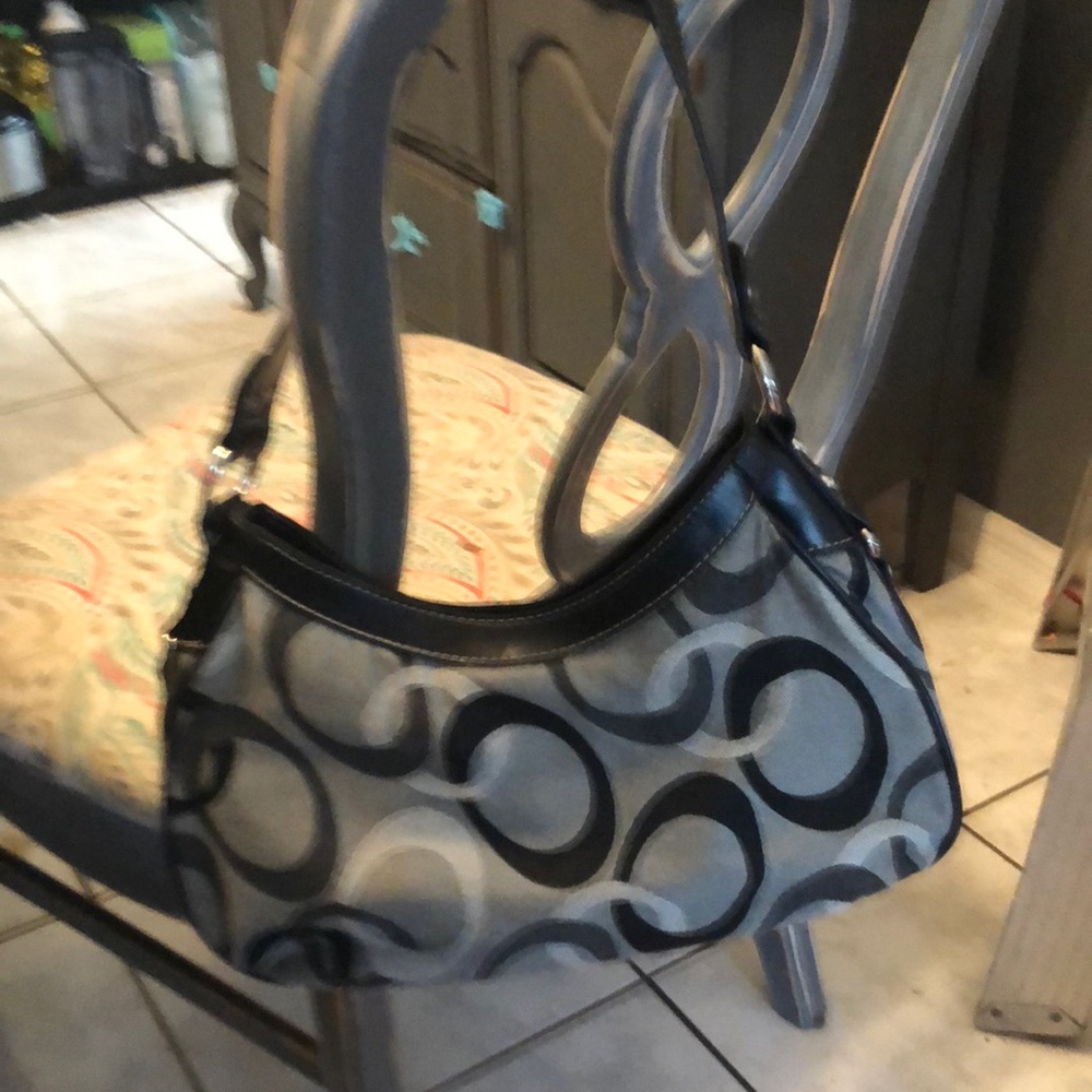 Black Geometric/Leather-look Handbag